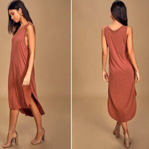 Lulus's Midnight Lady Washed Red Midi Dress | LUSH